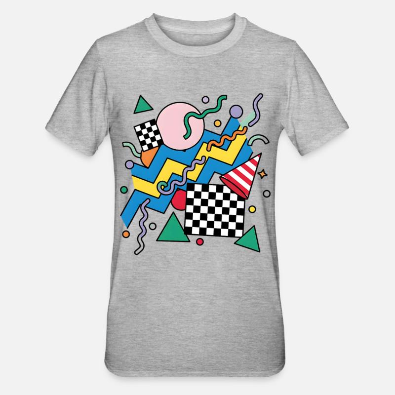 Geometric Neon Punk Pattern - Unisex Polycotton T-Shirt - heather grey