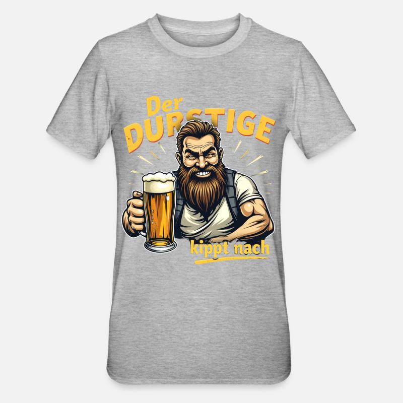 Der Durstige Bierheld - Unisex Polycotton T-Shirt - Grau meliert