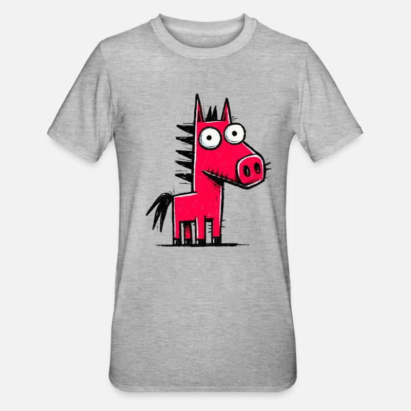 Kunterbuntes Pony-Doodle - Unisex Polycotton T-Shirt - Grau meliert