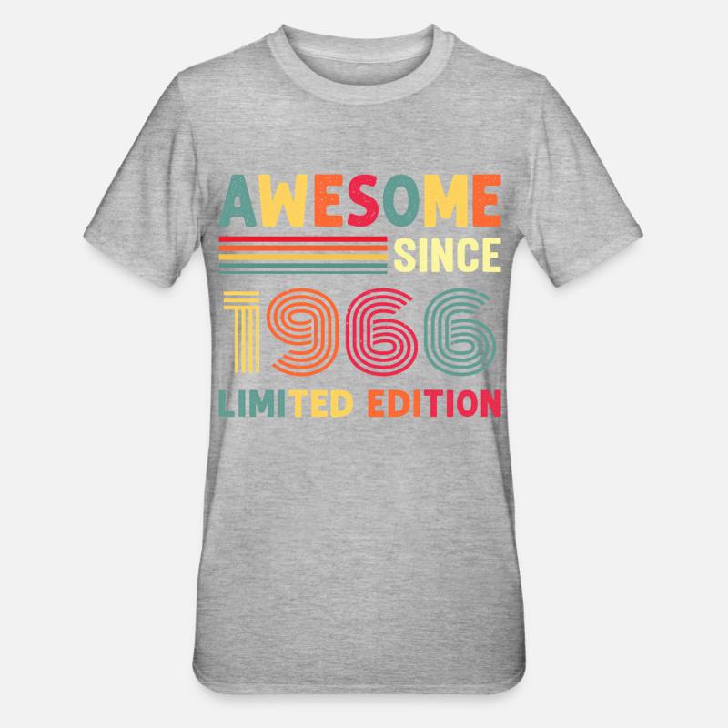 1966 Année de naissance - T-shirt polycoton Unisexe - gris chiné