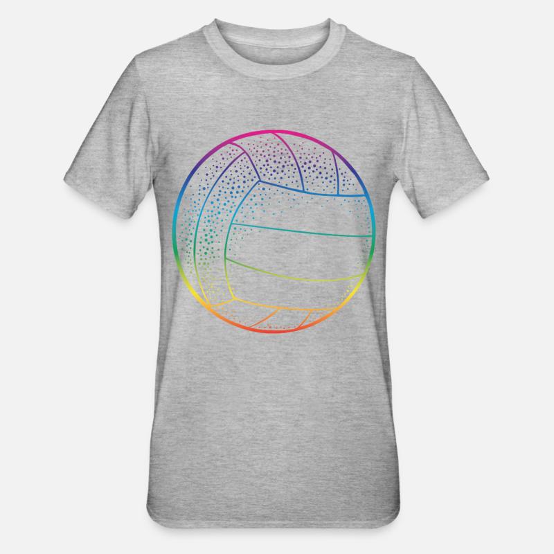 Volleyball Regenbogen - Unisex Polycotton T-Shirt - Grau meliert