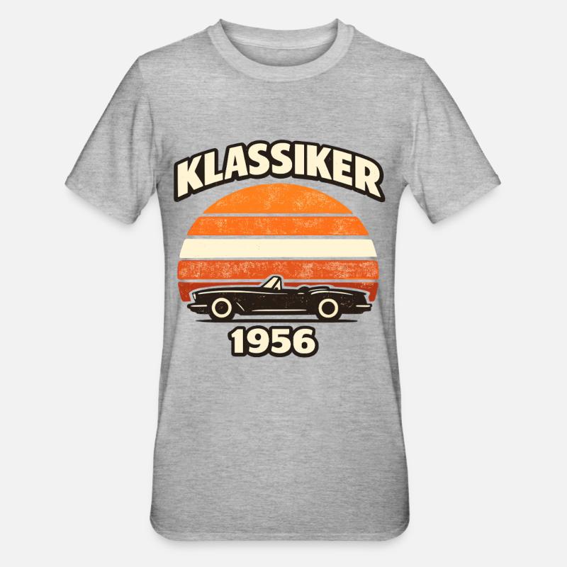 Klassiker 1956 Oldtimer Retro Shirt - Unisex Polycotton T-Shirt - Grau meliert