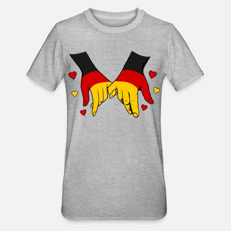 Drapeau allemand main dans la main - T-shirt polycoton Unisexe - gris chiné
