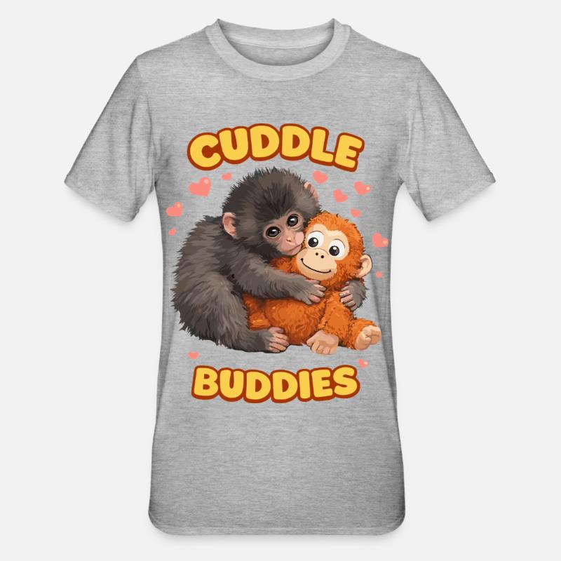 Frappe le singe - T-shirt polycoton Unisexe - gris chiné