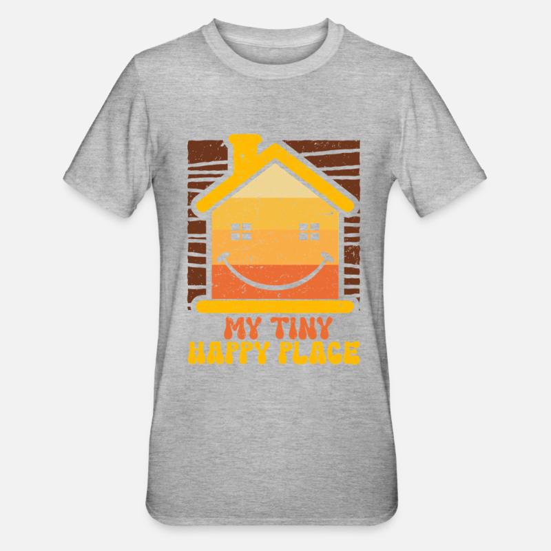 Tiny House Mon petit endroit heureux - T-shirt polycoton Unisexe - gris chiné