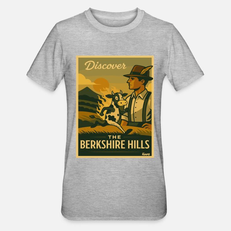 Découvrez l’affiche rétro de Berkshire Hills - T-shirt polycoton Unisexe - gris chiné