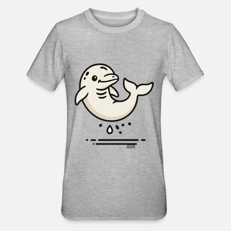 Niedlicher Delfin im Comic Stil - Unisex Polycotton T-Shirt - Grau meliert