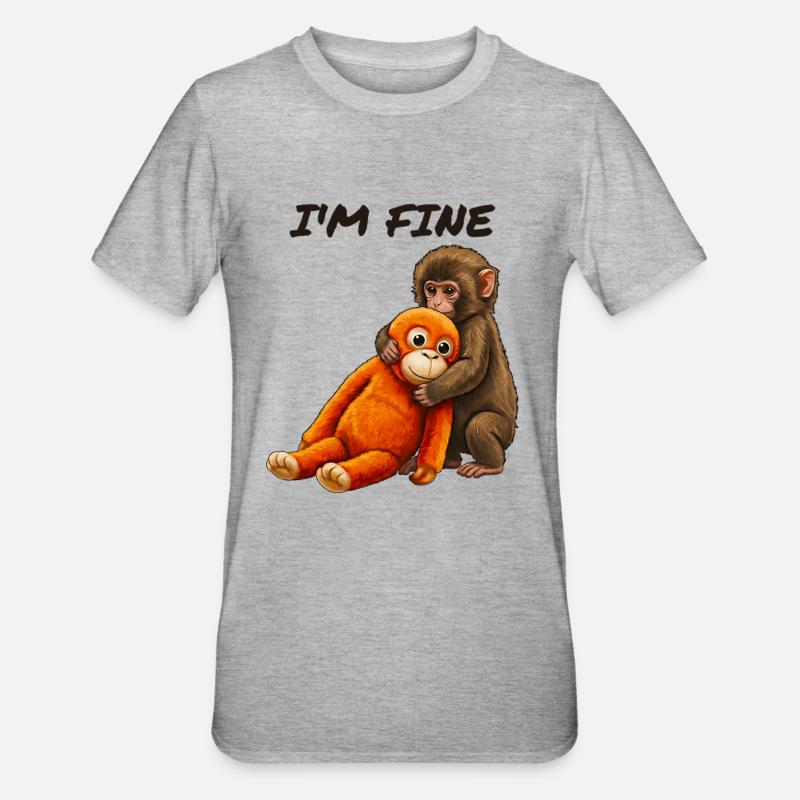 Bébé Singe Punch Meme - T-shirt polycoton Unisexe - gris chiné