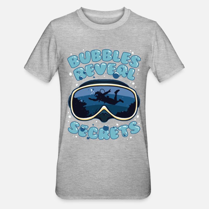 Divers Diving Bubbles Reveal Secrets - Unisex Polycotton T-Shirt - heather grey