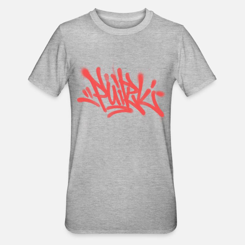 Graffiti Spray Abstrait Tag Rouge - T-shirt polycoton Unisexe - gris chiné