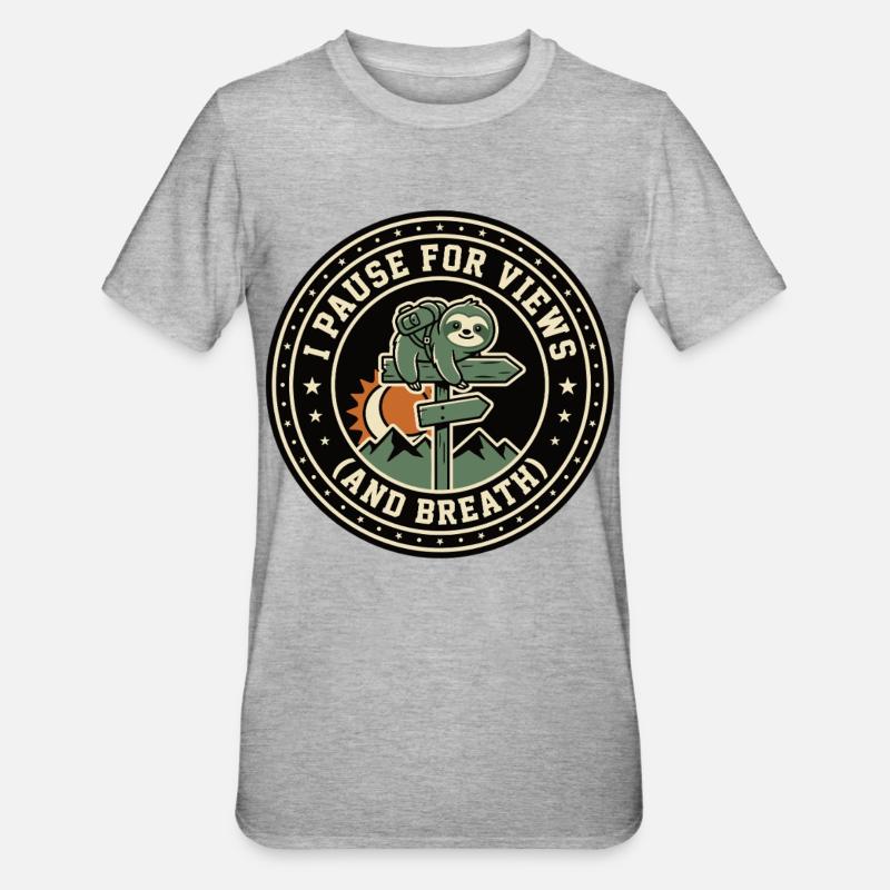 Vue du Sloth Break Respire - T-shirt polycoton Unisexe - gris chiné