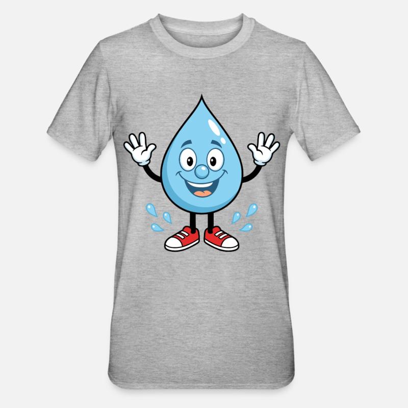 Drop d’eau heureuse avec des baskets - T-shirt polycoton Unisexe - gris chiné