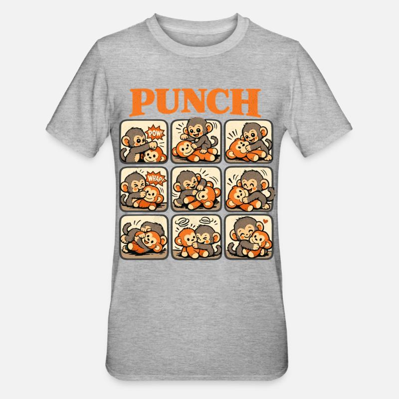 Singe Cooler Punch Bébé Singe mignon - T-shirt polycoton Unisexe - gris chiné
