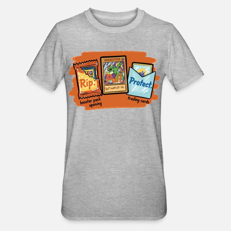 Rip Pull Protect Sammelkarten-Boosterpack-Öffnung - Unisex Polycotton T-Shirt - Grau meliert
