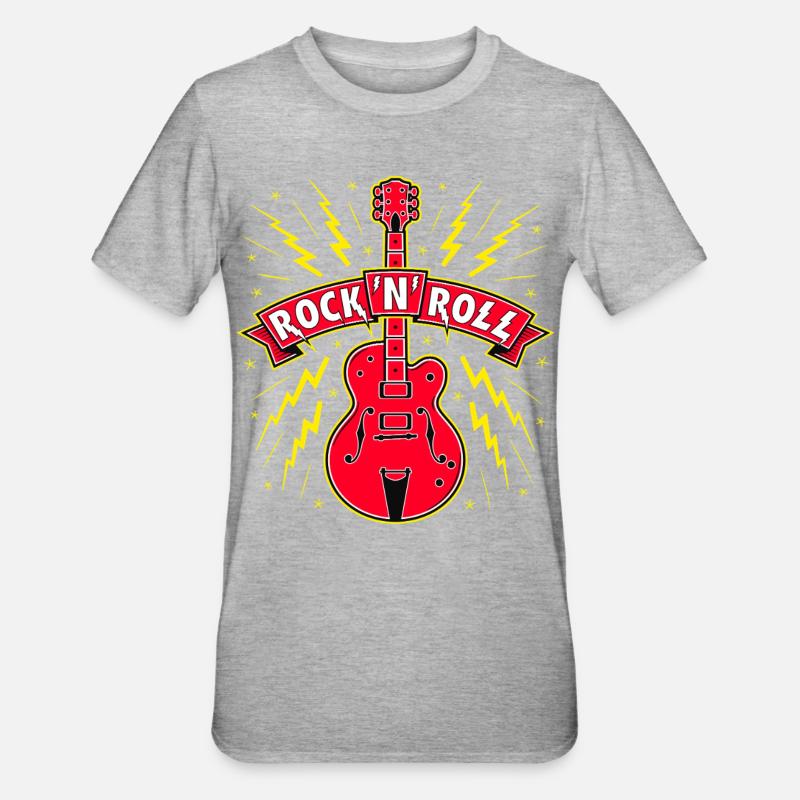 Guitare Rock 'n' Roll Bannière - T-shirt polycoton Unisexe - gris chiné