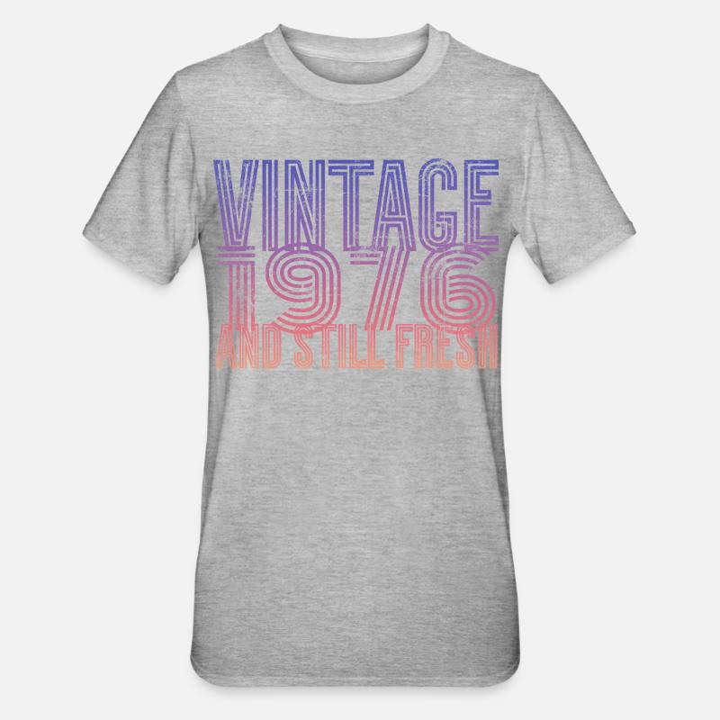 årgang 1976 - Unisex Polycotton T-skjorte - gråmelert