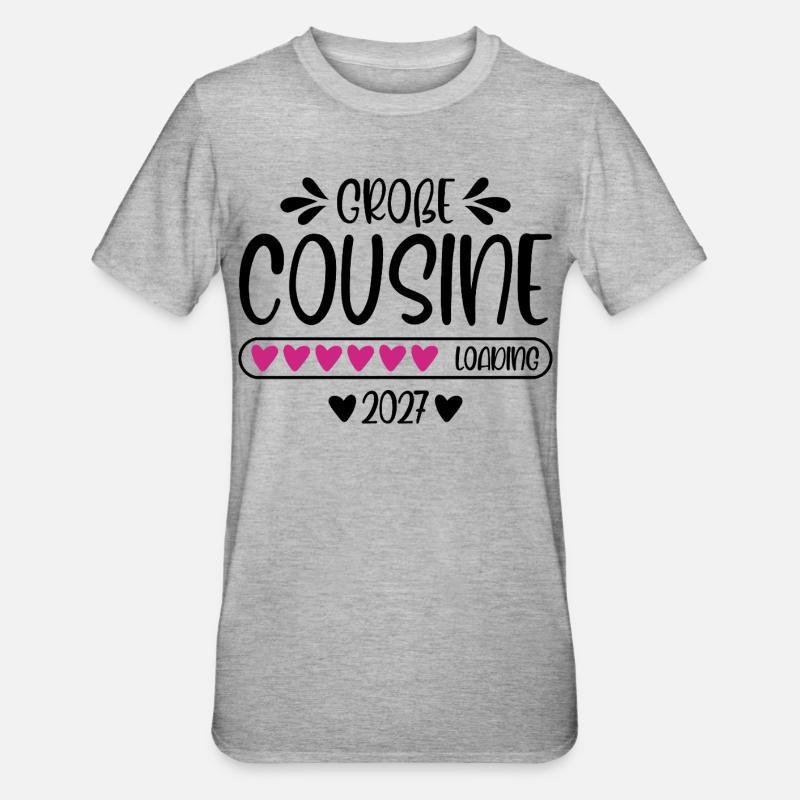 Große Cousine 2027 loading - Unisex Polycotton T-Shirt - Grau meliert
