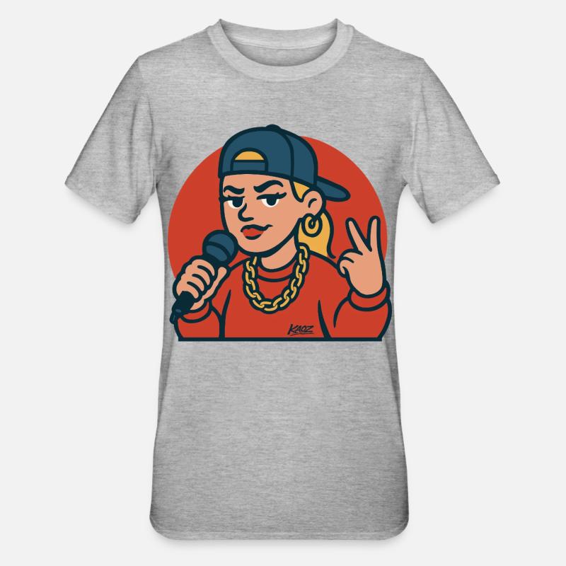 Rap Diva with Microphone - Unisex Polycotton T-Shirt - heather grey