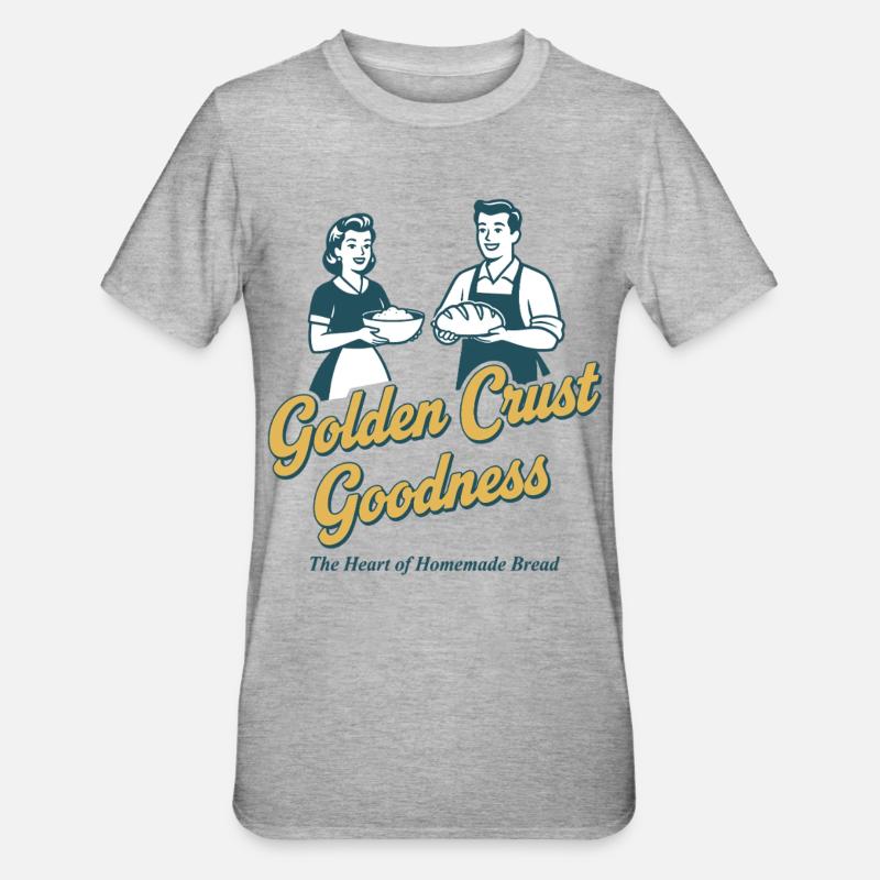 Sauerteigbrot Backen Mit Goldener Kruste - Unisex Polycotton T-Shirt - Grau meliert