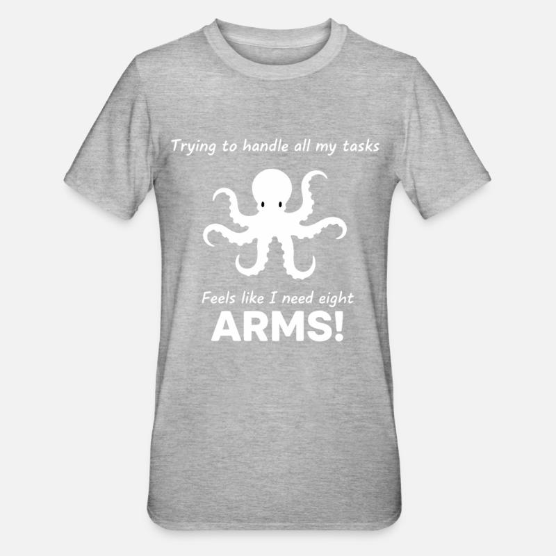 Funny Octopus Stress Office - Unisex Polycotton T-Shirt - heather grey