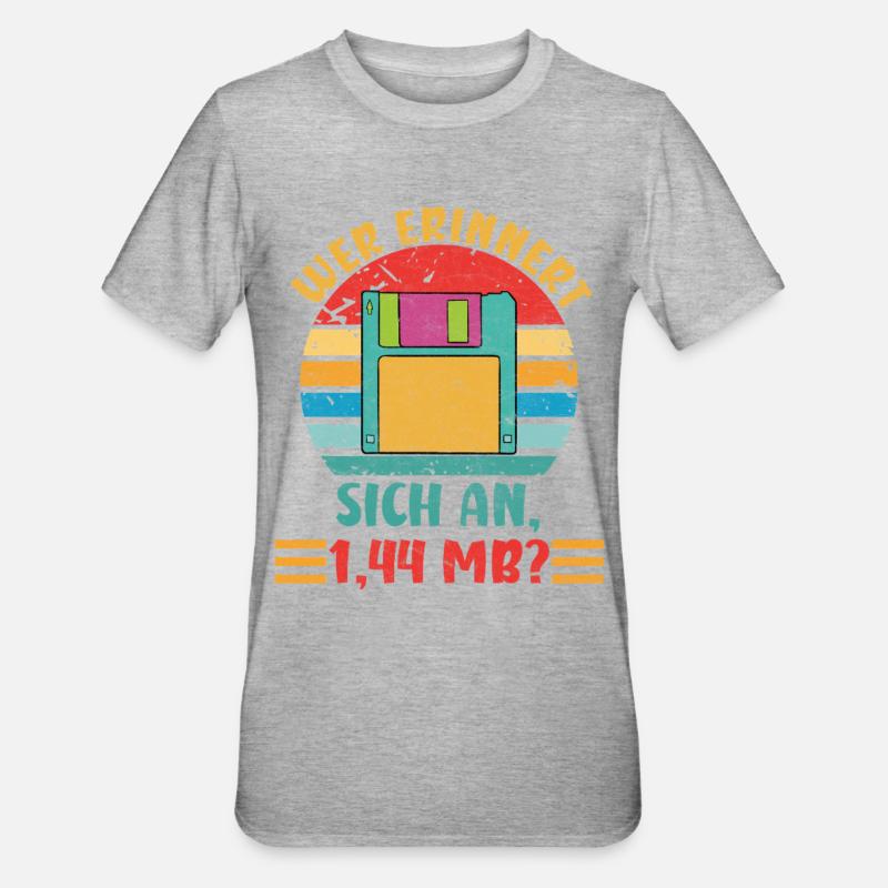 Coder WHO REMEMBERS 1.44 MB? FUNNY - Unisex Polycotton T-Shirt - heather grey