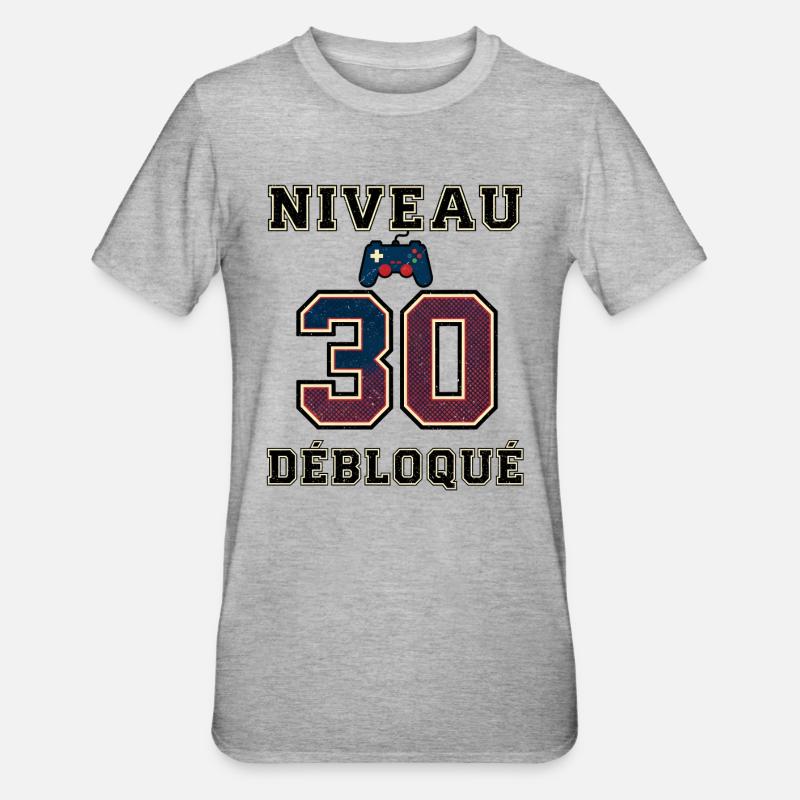 Level 30 Unlocked – Game Controller - Unisex Polycotton T-Shirt - heather grey