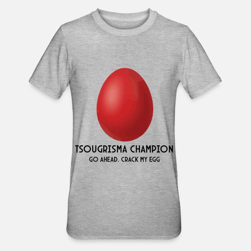 Champion grec de Tsougrisma de Pâques - T-shirt polycoton Unisexe - gris chiné