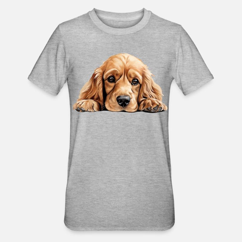 Cane Cocker Spaniel - Maglietta unisex, mix cotone e poliestere - grigio melange