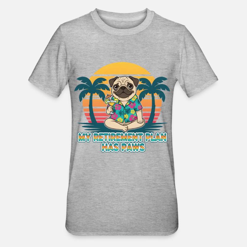 Dog Pug Pug Paws -eläkeeläke - Unisex polypuuvilla-t-paita - harmaasävyinen