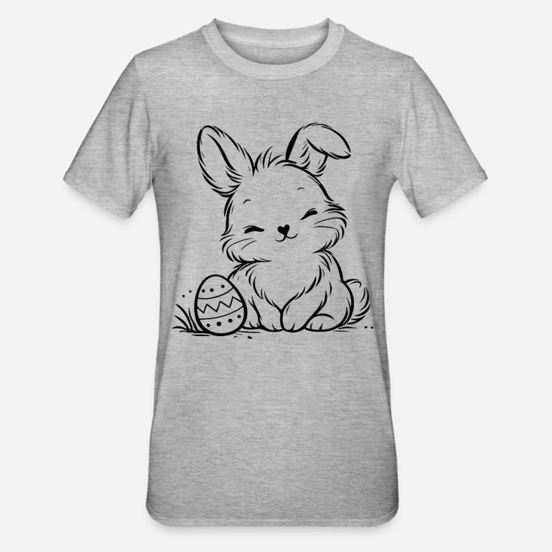 Easter bunny with Easter egg - Unisex Polycotton T-Shirt - heather grey
