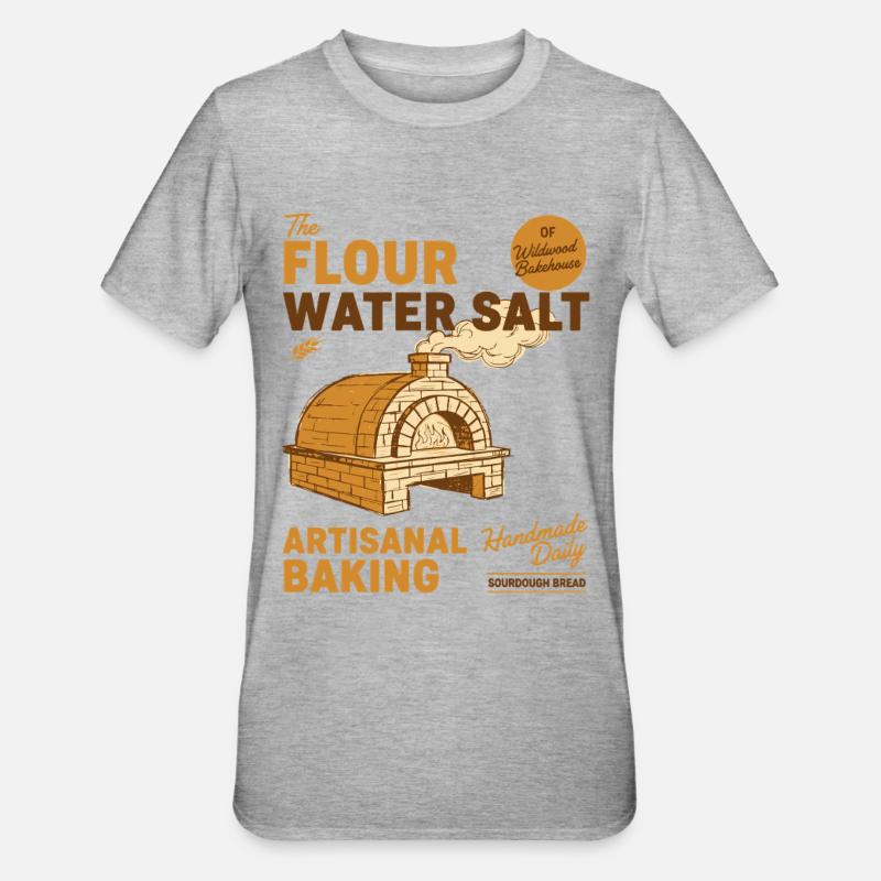 Sauerteigbrot Backen, Sauerteigbrot - Unisex Polycotton T-Shirt - Grau meliert