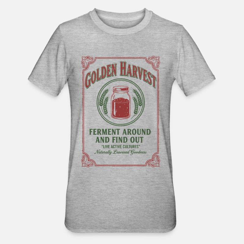 Sauerteig-Goldernte-Gärung rund um - Unisex Polycotton T-Shirt - Grau meliert