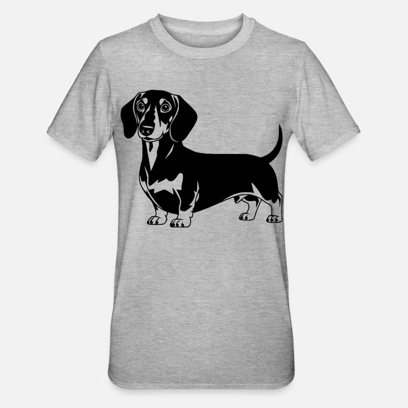 Teckel - T-shirt polycoton Unisexe - gris chiné