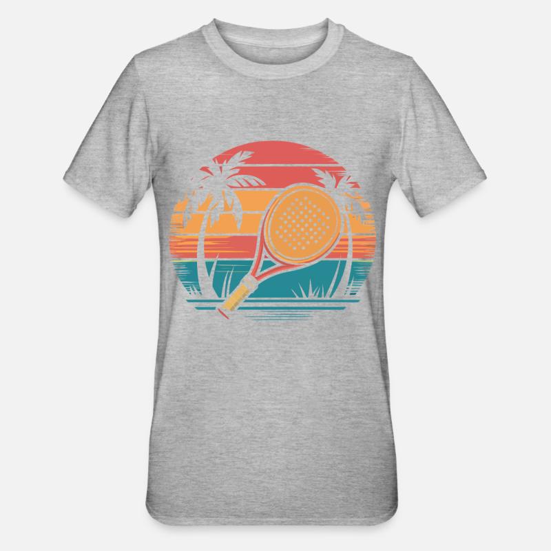 Coucher de soleil de Padel - T-shirt polycoton Unisexe - gris chiné