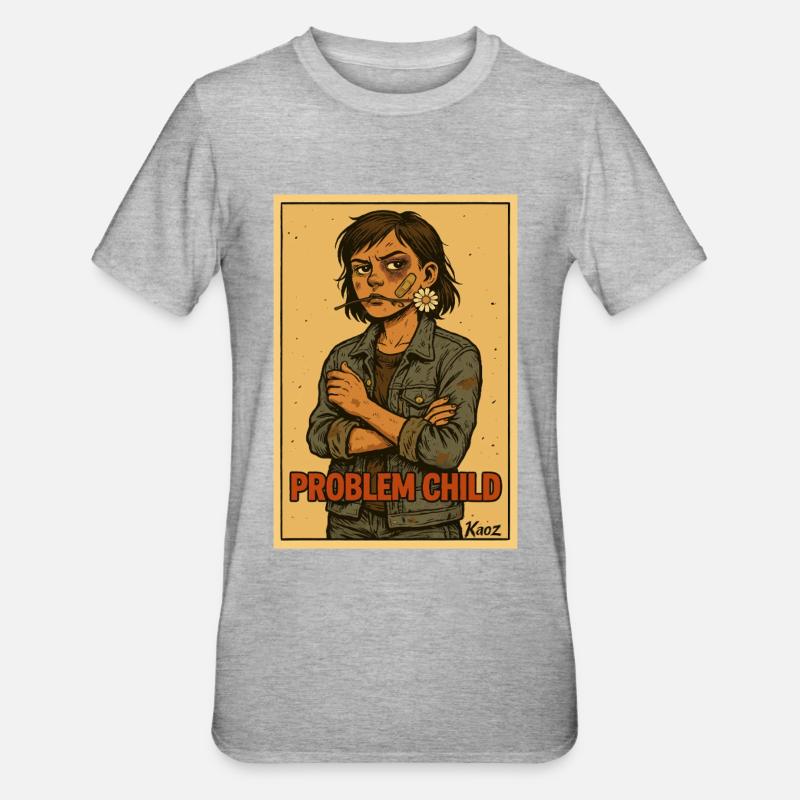 Affiche Problem Child Daisy Rebel - T-shirt polycoton Unisexe - gris chiné