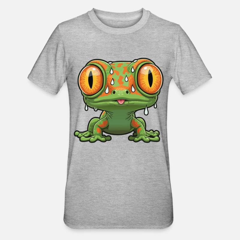 Stressed Lizard Panic Bulging Eyes Mascot - Unisex Polycotton T-Shirt - heather grey