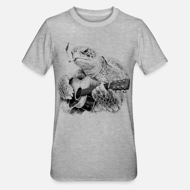 Turtle Blues Gitarrist - Unisex Polycotton T-Shirt - Grau meliert
