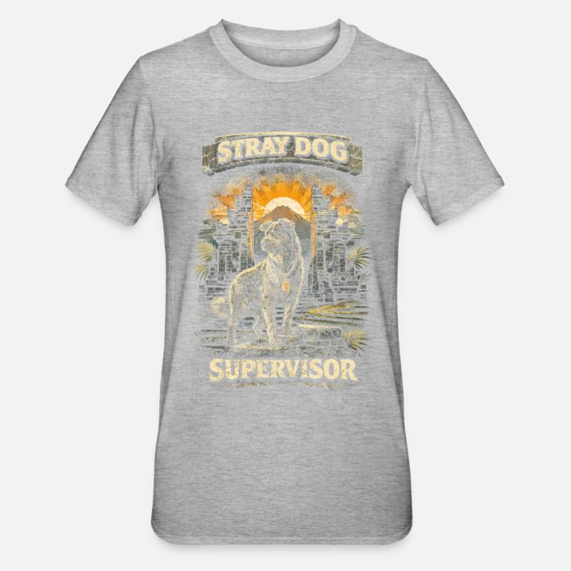 Bali Reise Stray Dog Supervisor - Unisex Polycotton T-Shirt - Grau meliert