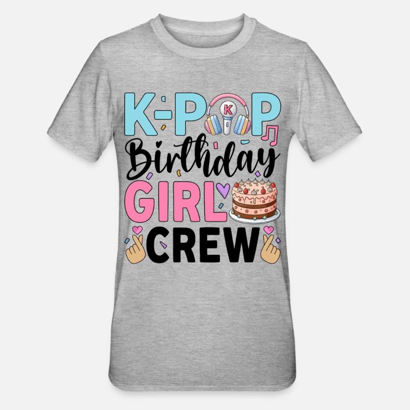 Équipe des filles d’anniversaire K-Pop - T-shirt polycoton Unisexe - gris chiné