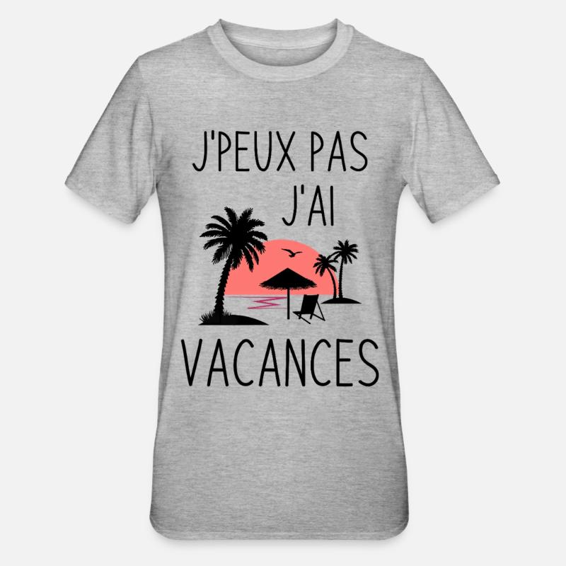 Coucher de Soleil Palmier - T-shirt polycoton Unisexe - gris chiné