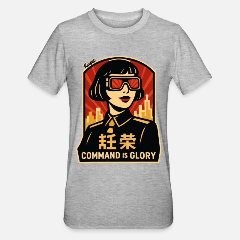 Command Is Glory Retro-Poster - Unisex Polycotton T-Shirt - Grau meliert