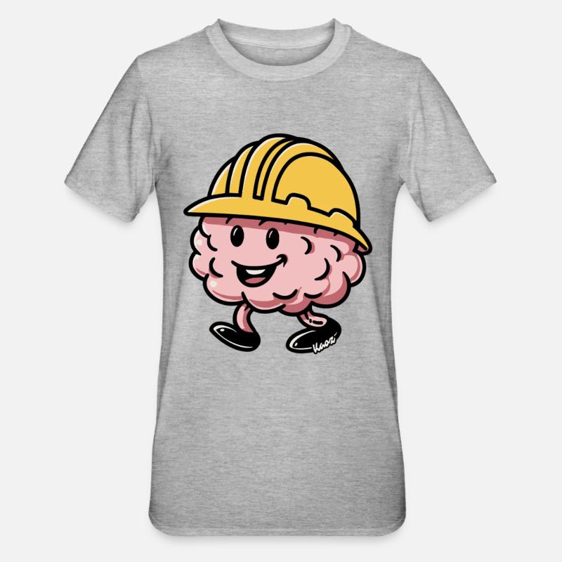 Brain Builder Schutzhelm - Unisex Polycotton T-Shirt - Grau meliert