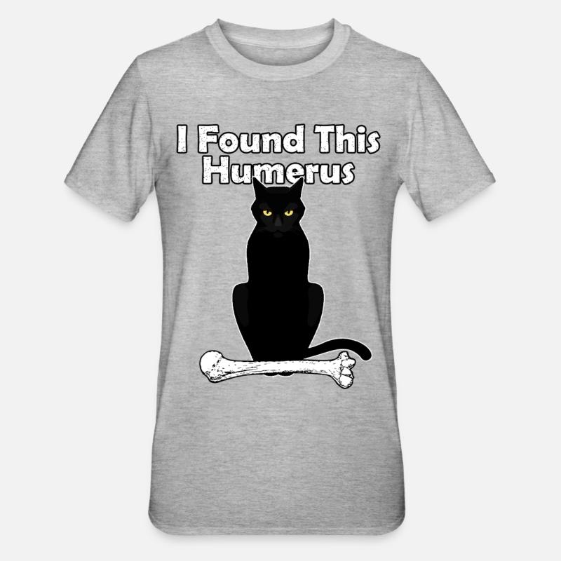 I Found This Humerus Cat - Unisex Polycotton T-Shirt - heather grey