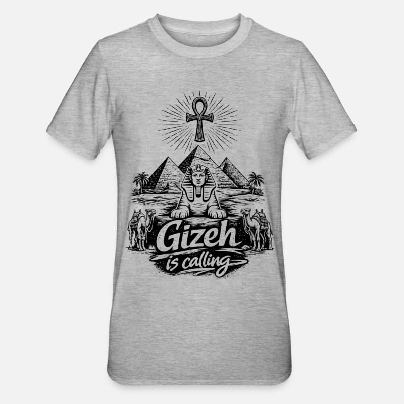 Gizeh is calling Ägypten Pyramiden Reise - Unisex Polycotton T-Shirt - Grau meliert