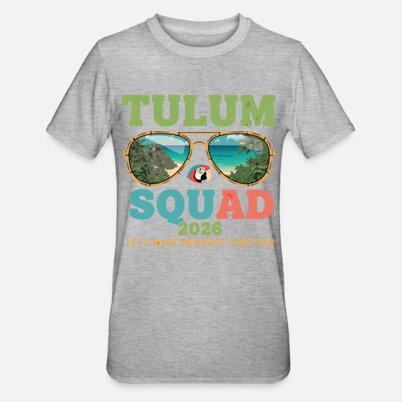 Vacances 2026 de l’équipe de Tulum - T-shirt polycoton Unisexe - gris chiné