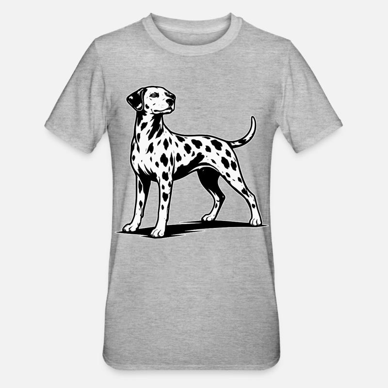 Silhouette dalmate noir et blanc - T-shirt polycoton Unisexe - gris chiné