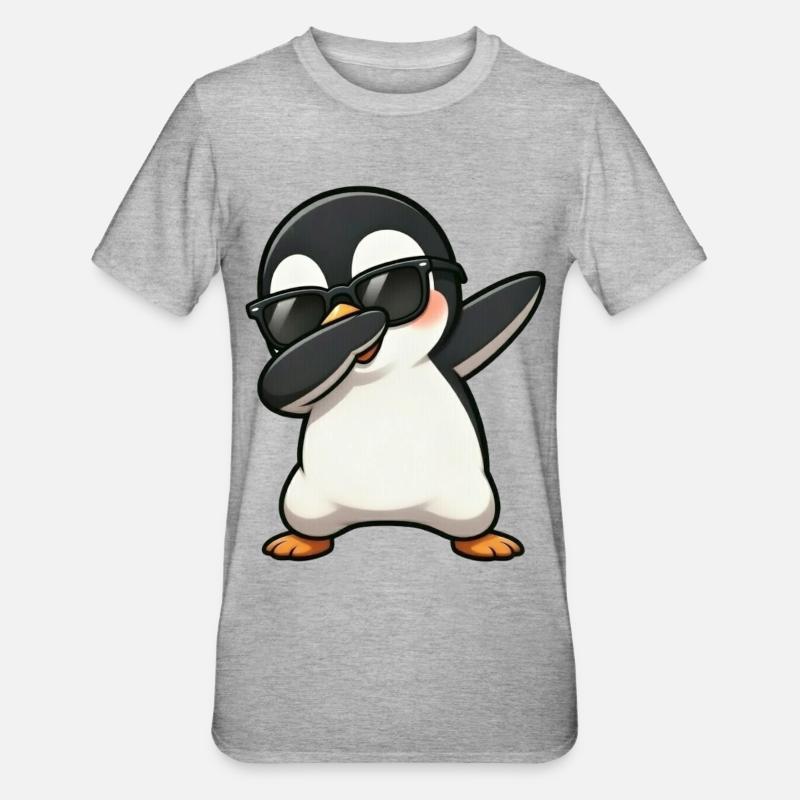 Dabbing Pingouin - T-shirt polycoton Unisexe - gris chiné