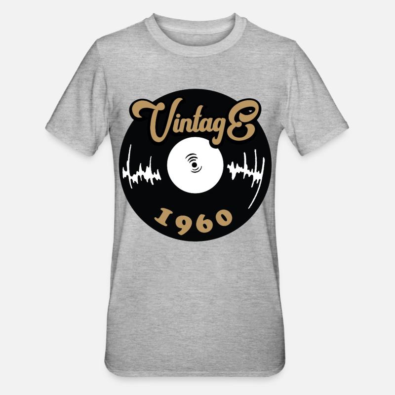 1960's Vintage Birthday Gift - Unisex Polycotton T-Shirt - heather grey