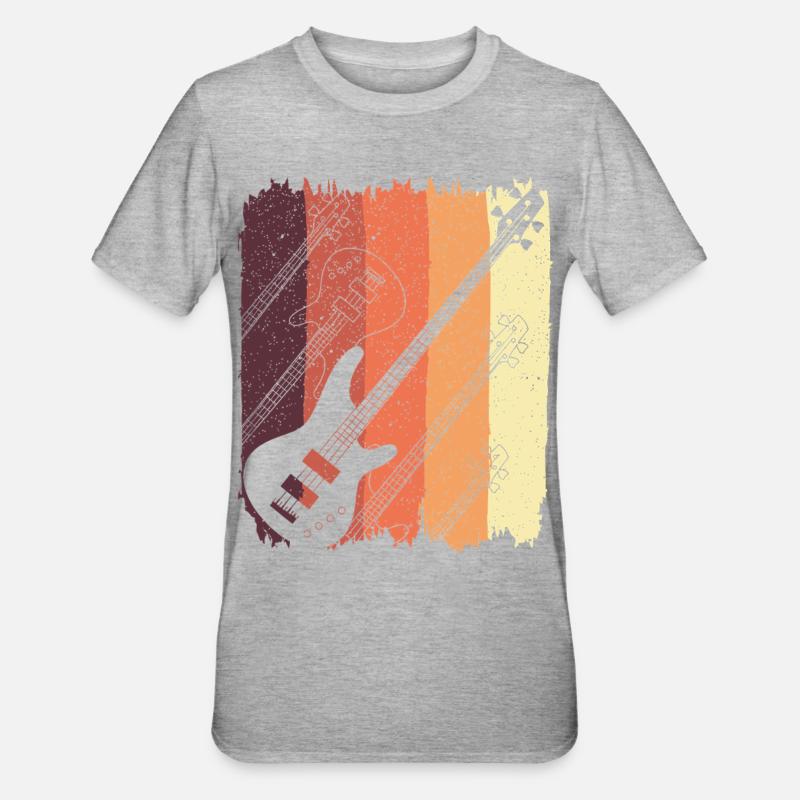 Guitares Rétro Sunset Stripes - T-shirt polycoton Unisexe - gris chiné