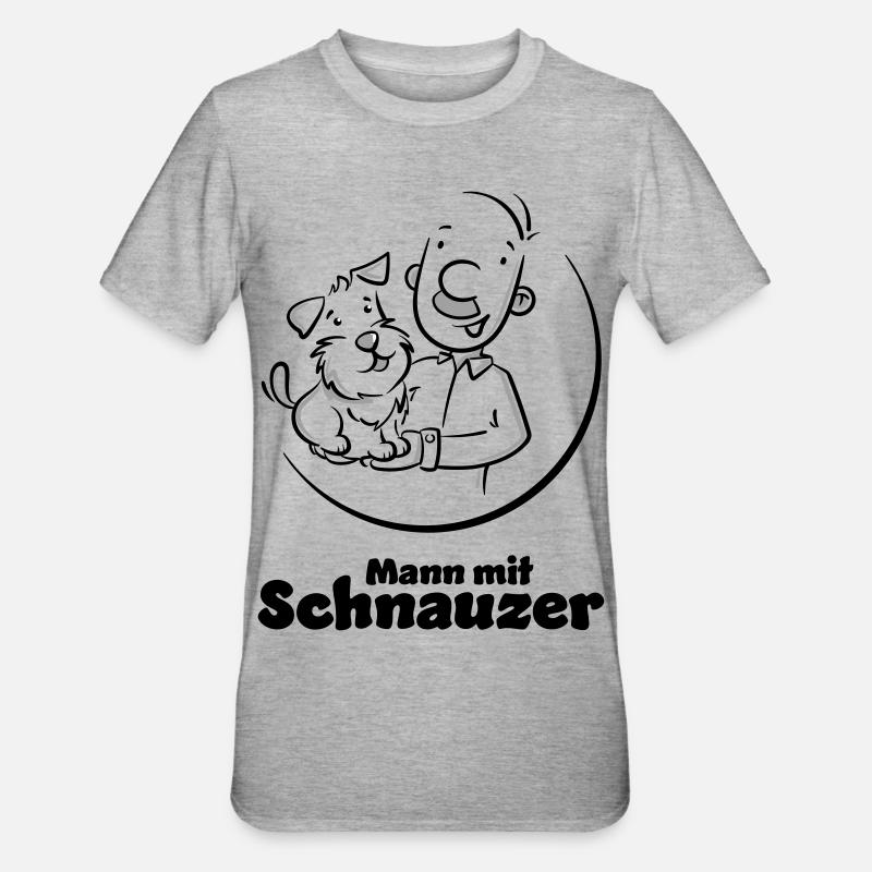 Mann mit Schnauzer (Oberlippenbart) - Unisex Polycotton T-Shirt - Grau meliert